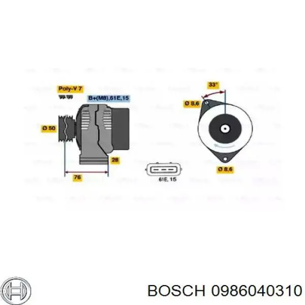 0986040310 Bosch генератор