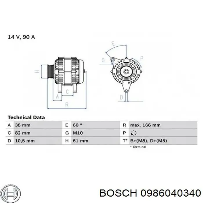 0 986 040 340 Bosch генератор