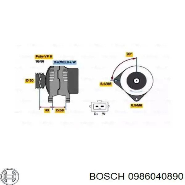 Генератор 0986040890 Bosch