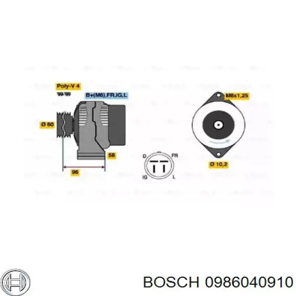0986040910 Bosch генератор