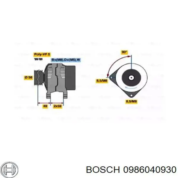 Генератор 0986040930 Bosch