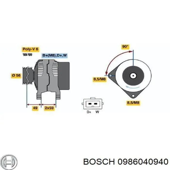 Автомобильный генератор Bosch 0986040940 цена, от 82.98 USD