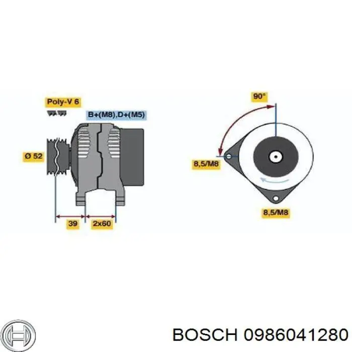 0 986 041 280 Bosch генератор