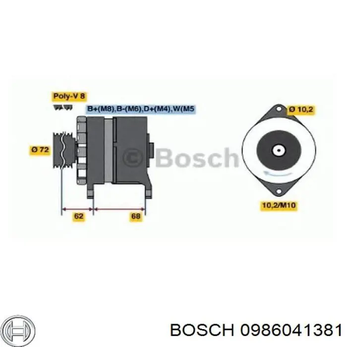 Автомобильный генератор Bosch 0986041381 цена, от 116.81 USD