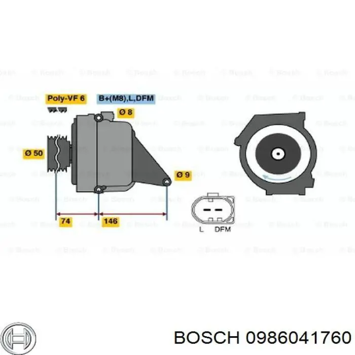 Генератор 0986041760 Bosch