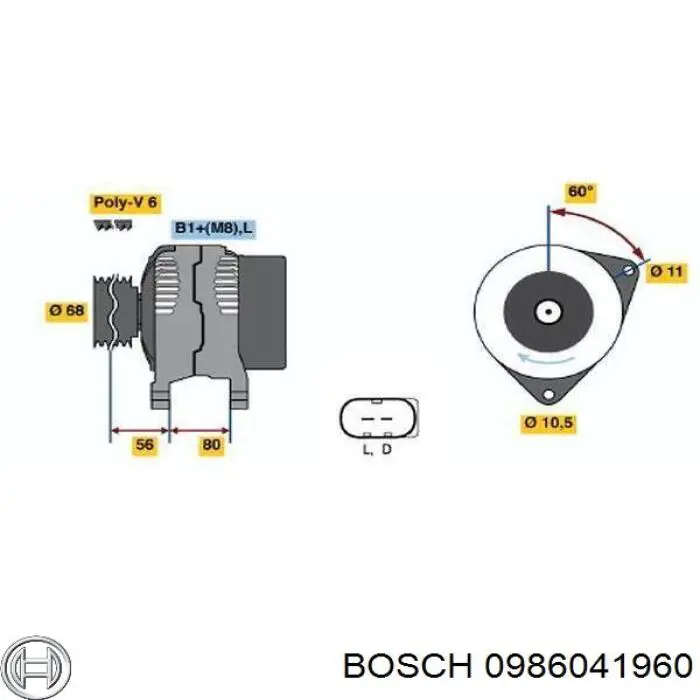 Генератор 0986041960 Bosch