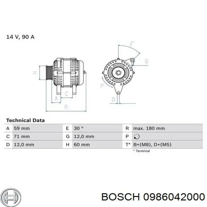 Генератор 0986042000 Bosch
