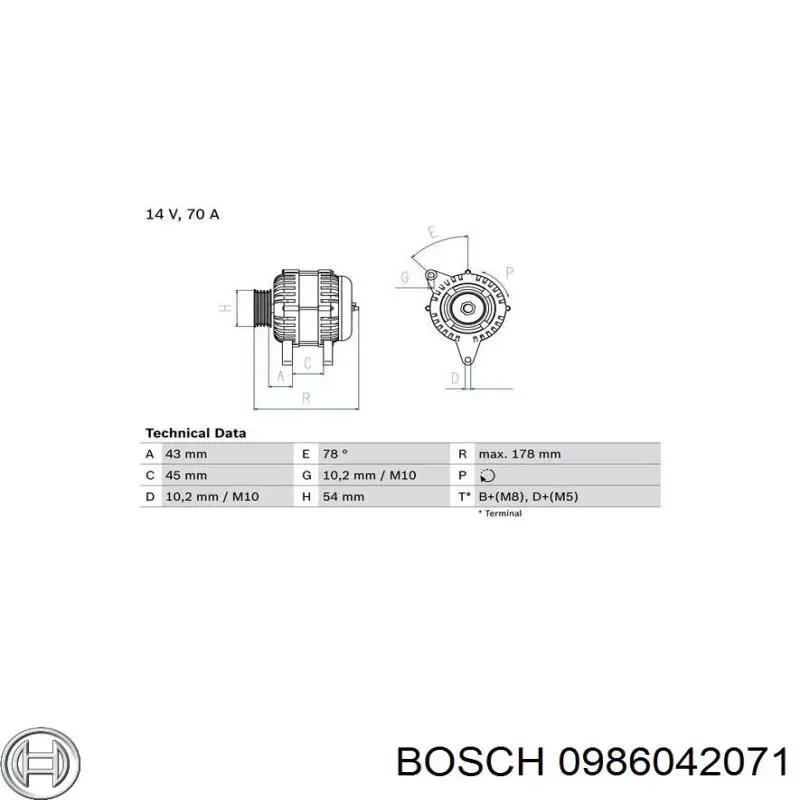 Alternador 0986042071 Bosch