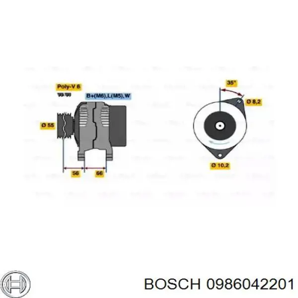 0 986 042 201 Bosch генератор