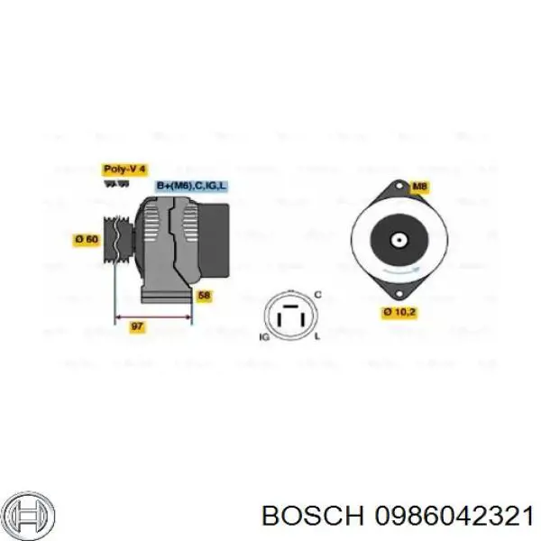 Генератор 0986042321 Bosch