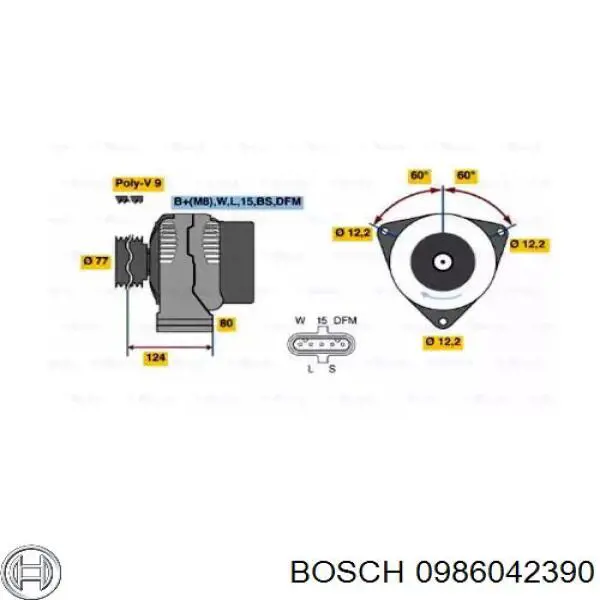 0 986 042 390 Bosch генератор