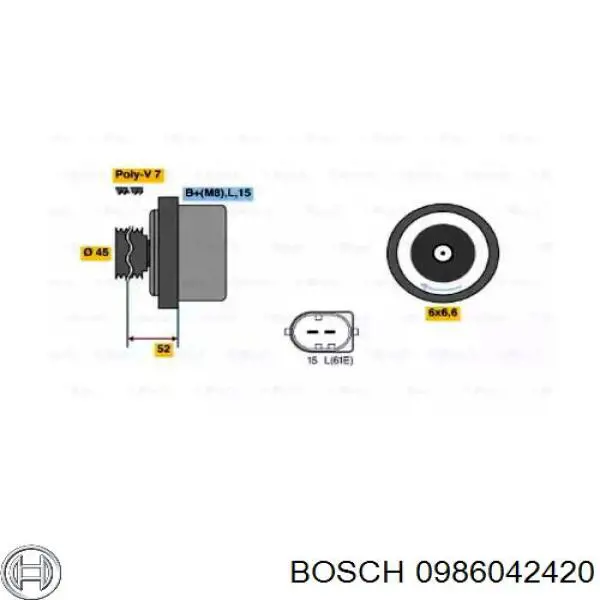 Alternador 0986042420 Bosch