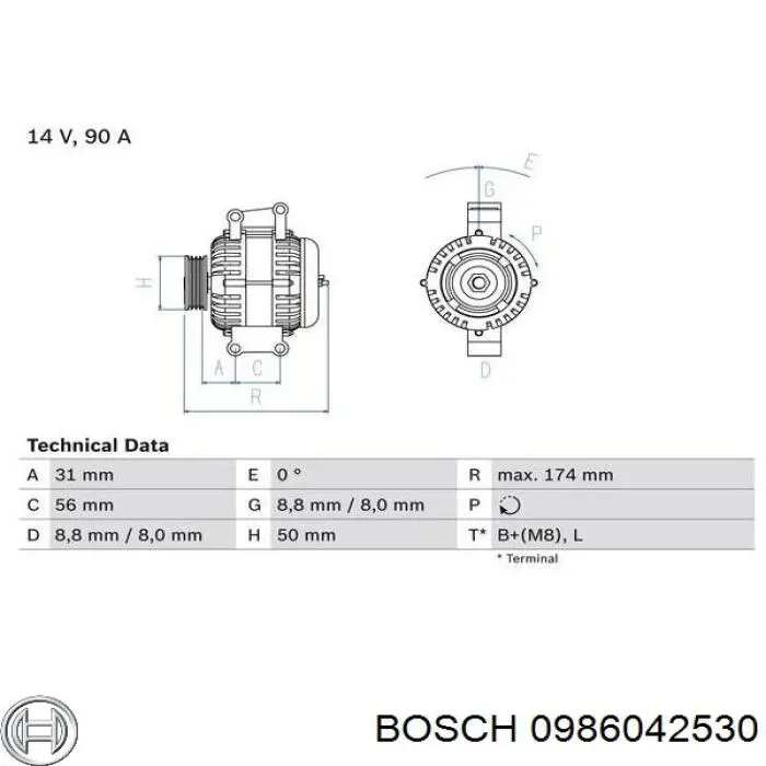 Генератор Bosch 0986042530