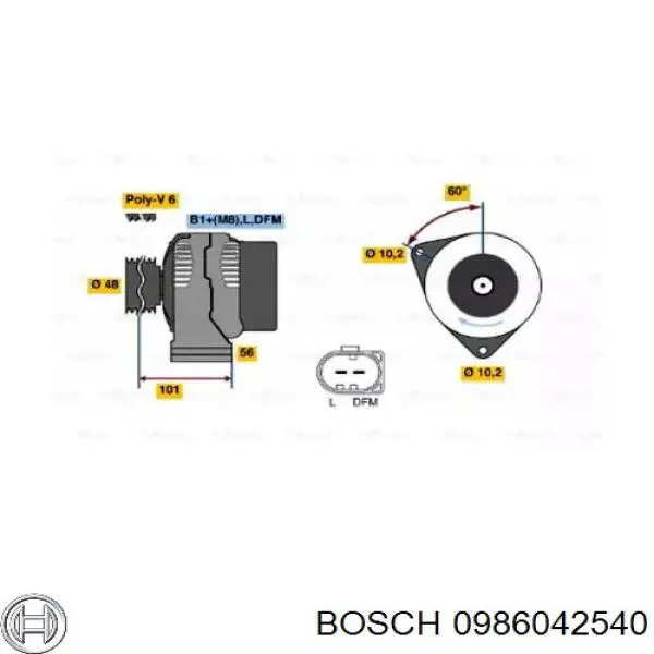 0 986 042 540 Bosch генератор