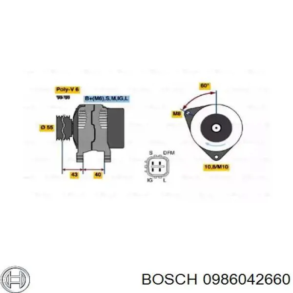 Автомобильный генератор Bosch 0986042660 цена, от 138.80 USD
