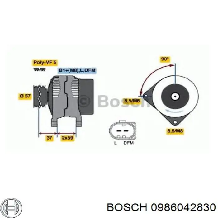 Автомобильный генератор Bosch 0986042830 цена, от 115.30 USD
