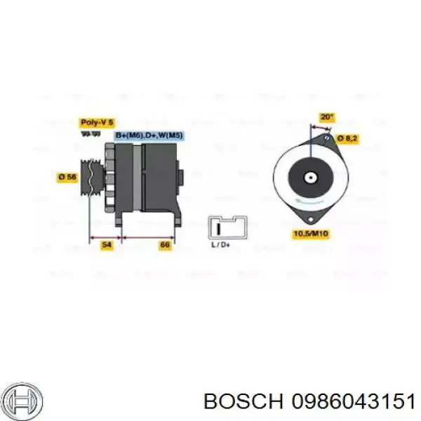 Генератор 0986043151 Bosch