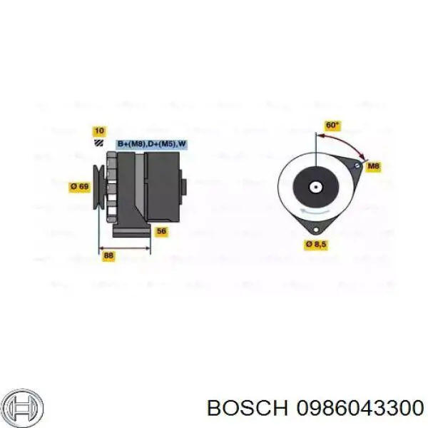 Генератор 0986043300 Bosch