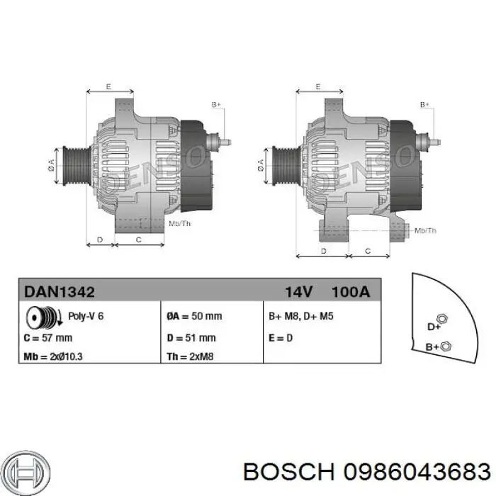 Автомобильный генератор Bosch 0986043683 цена, от 98.77 USD