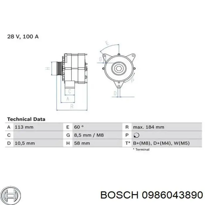 0986043890 Bosch генератор