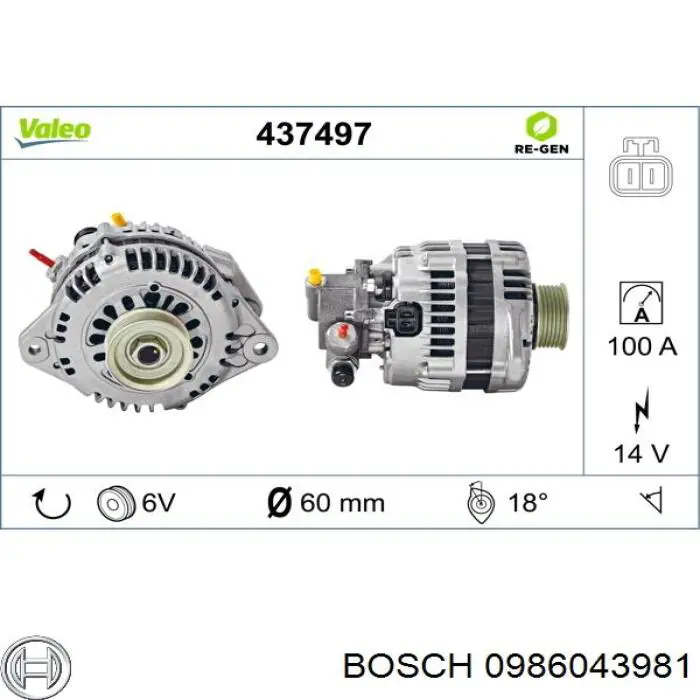 Автомобильный генератор Bosch 0986043981 цена, от 127.38 USD