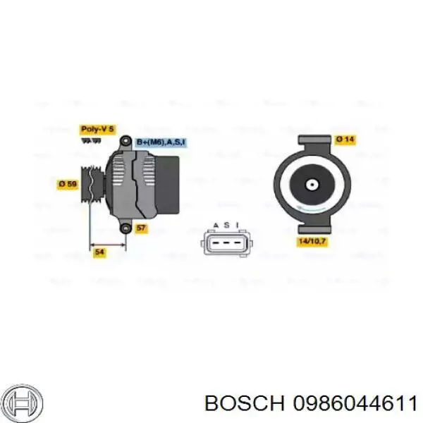 Генератор 0986044611 Bosch