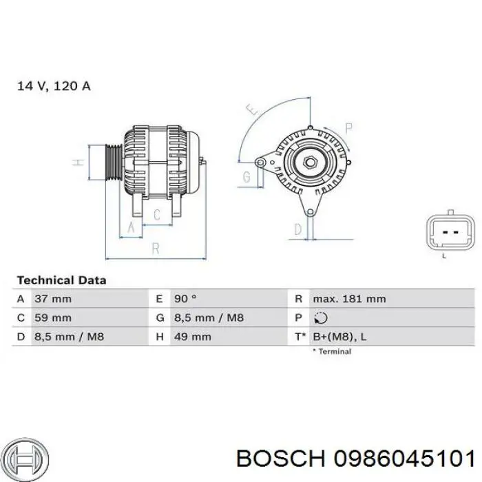 0986045101 Bosch генератор