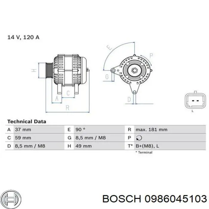 0986045103 Bosch генератор