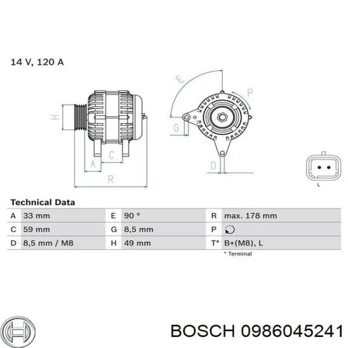 0 986 045 241 Bosch генератор