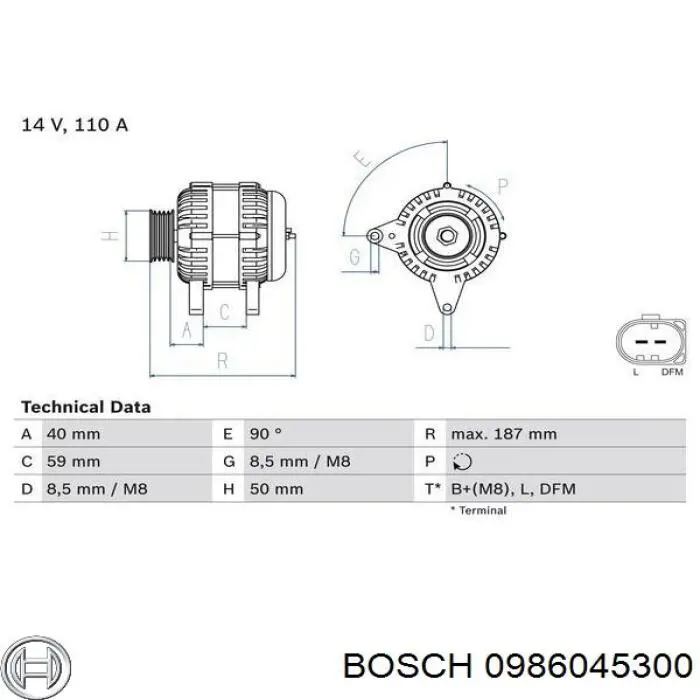 0986045300 Bosch генератор