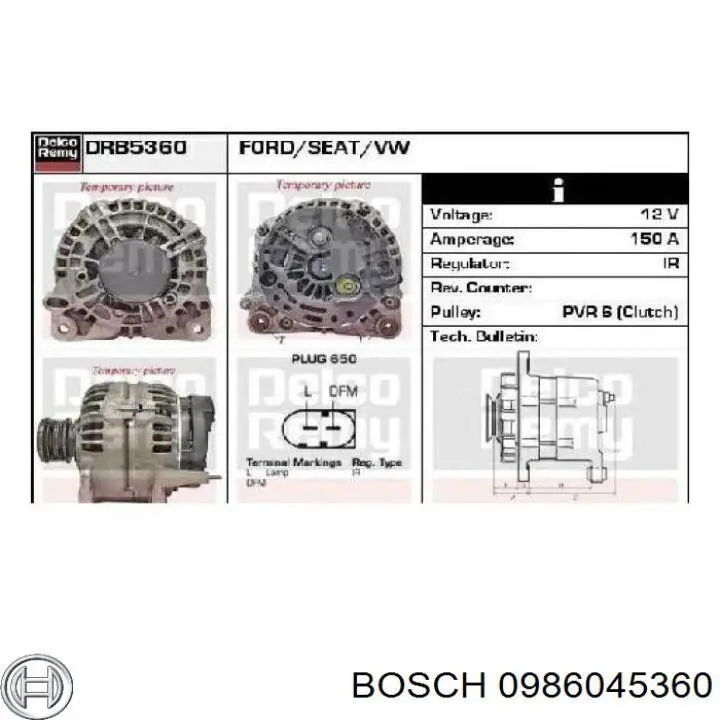 Купить 0986045360 Bosch Генератор