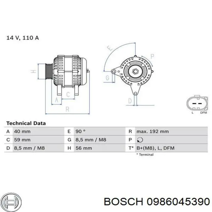 0986045390 Bosch генератор