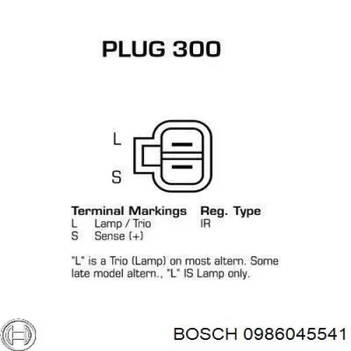 Генератор 0986045541 Bosch