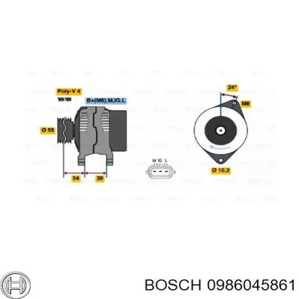 Генератор 0986045861 Bosch