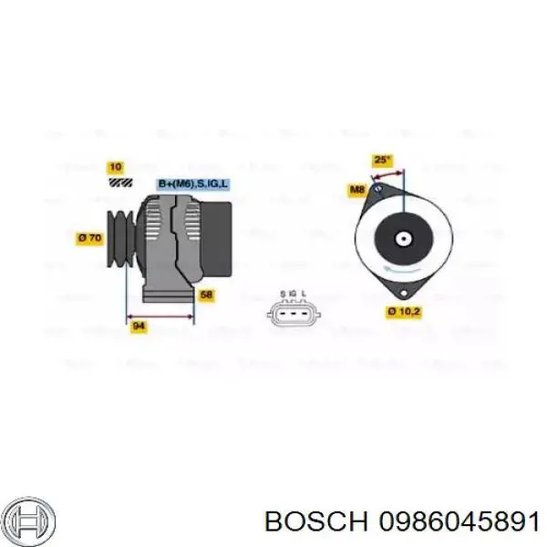 Генератор 0986045891 Bosch