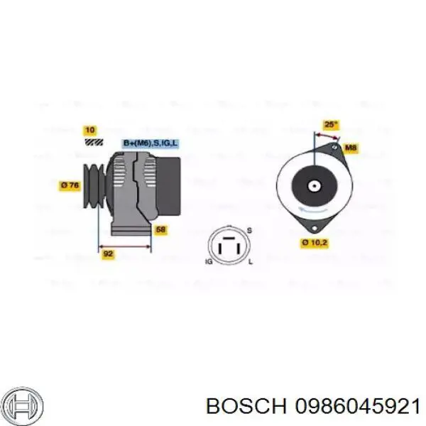 Генератор 0986045921 Bosch