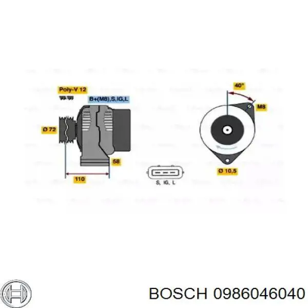 Генератор 0986046040 Bosch