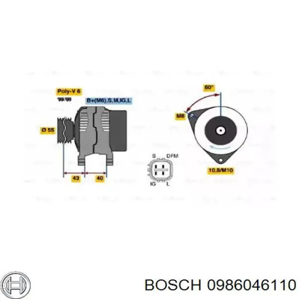 0986046110 Bosch генератор