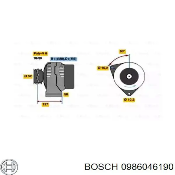 0 986 046 190 Bosch генератор
