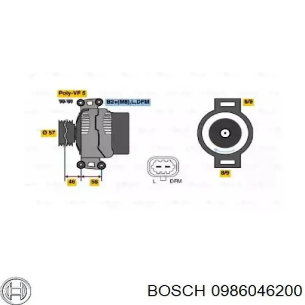 Генератор 0986046200 Bosch