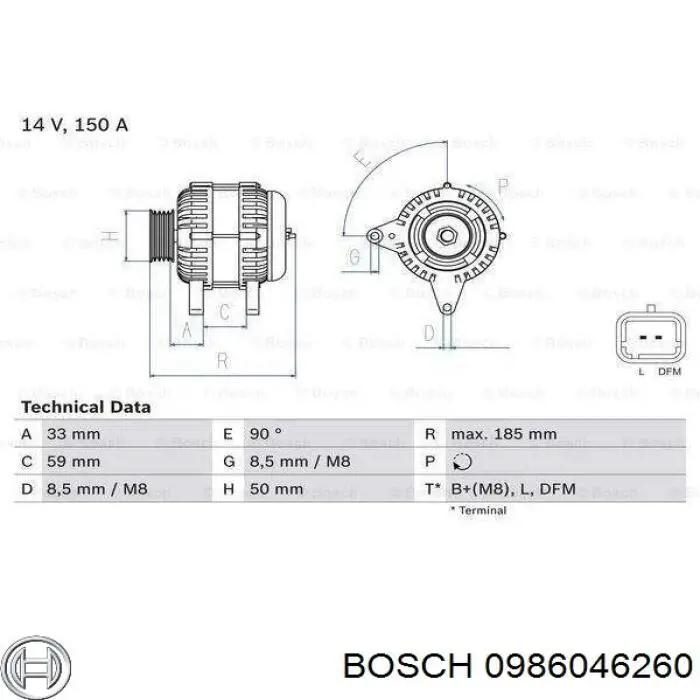 0 986 046 260 Bosch генератор