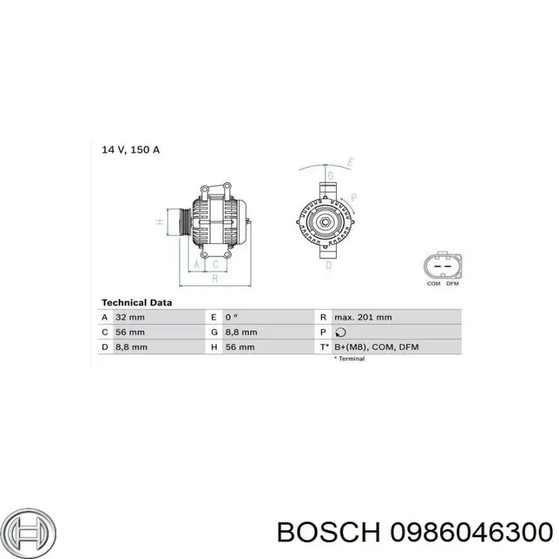 0 986 046 300 Bosch генератор