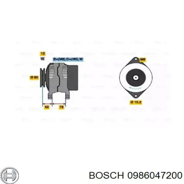 Генератор 0986047200 Bosch