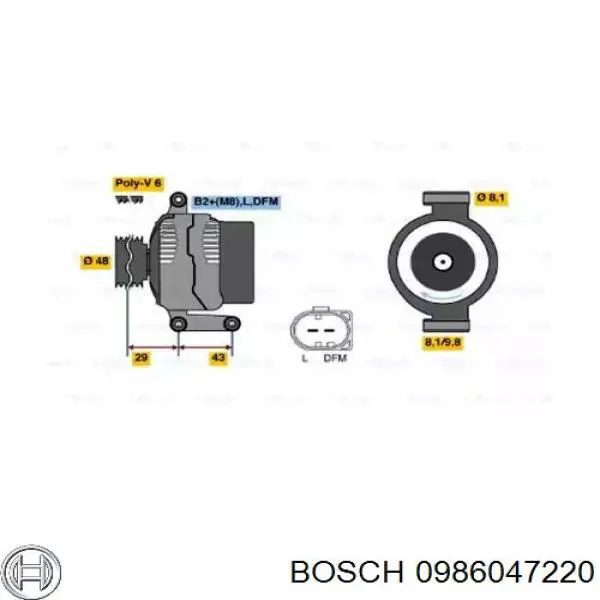 Генератор 0986047220 Bosch