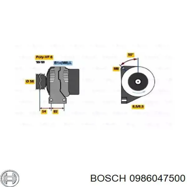 0 986 047 500 Bosch генератор