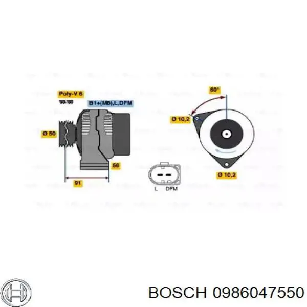 0 986 047 550 Bosch генератор