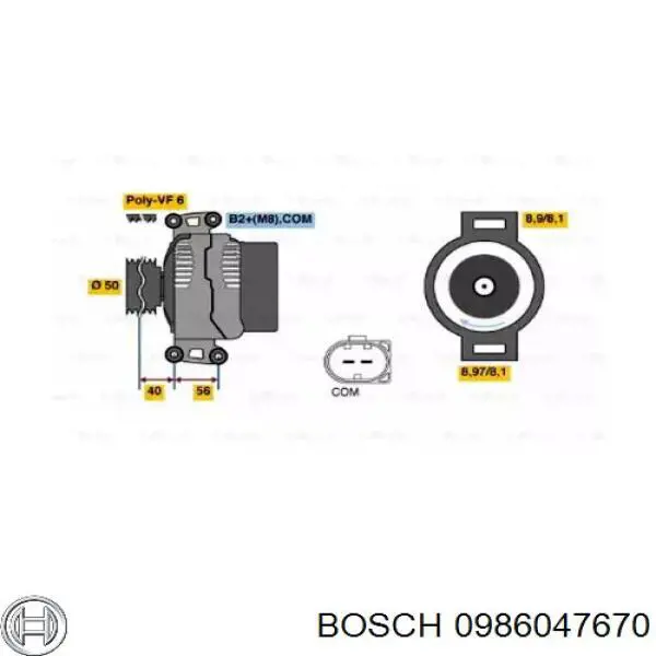 0 986 047 670 Bosch генератор
