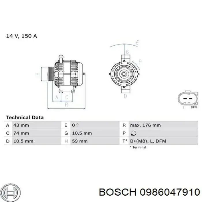 Генератор Bosch 0986047910