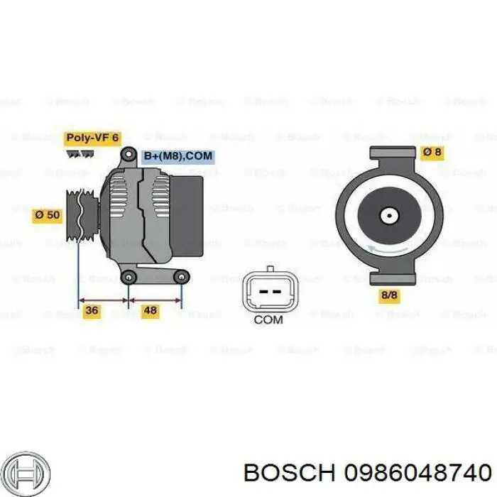 0 986 048 740 Bosch генератор