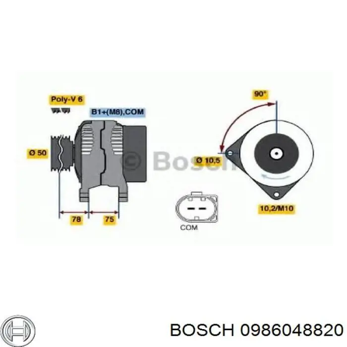 Генератор автомобиля Bosch 0986048820